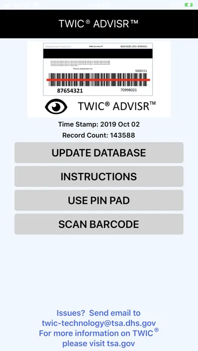 Captures d'écran de TWIC ADVISR